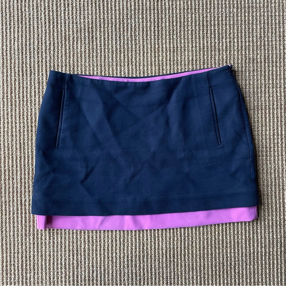 DVF Diane Von Furstenburg Elley Colorblock Layered Mini Skirt - Size  12